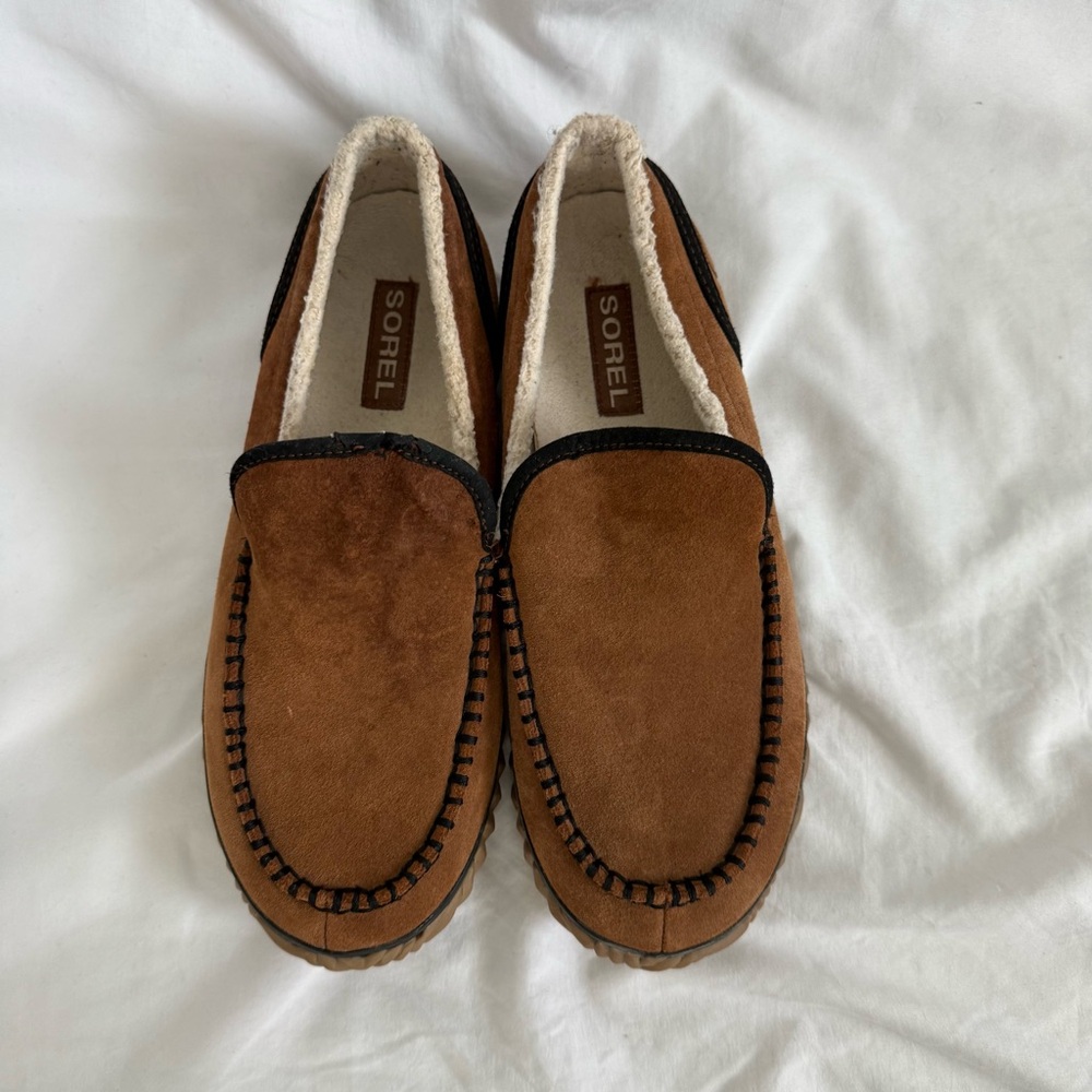 Sorel Men's Dude Moc Slippers in Grizzly Bear Brown